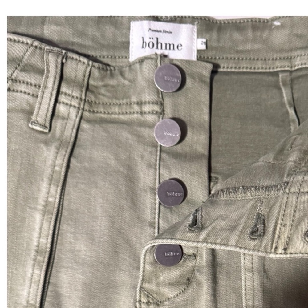 BOEME Olive Utility A-Line Skirt | Button Front Cargo Style | Casual Streetwear - Picture 6 of 10